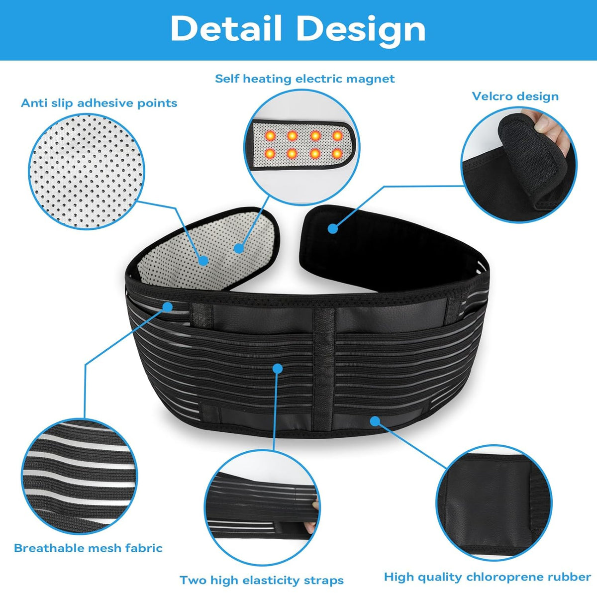 Back Support with Magnet, Tourmaline Back Braces for Lower Back Pain Relief