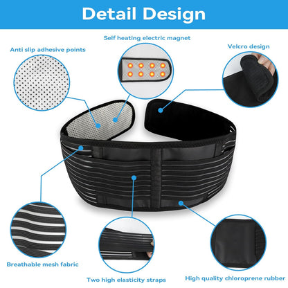 Back Support with Magnet, Tourmaline Back Braces for Lower Back Pain Relief