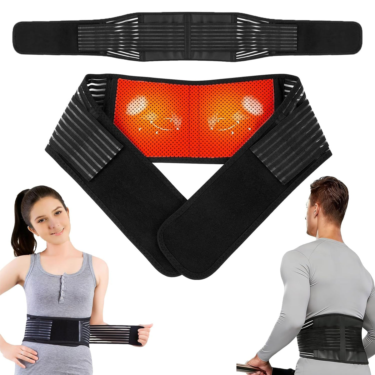 Back Support with Magnet, Tourmaline Back Braces for Lower Back Pain Relief