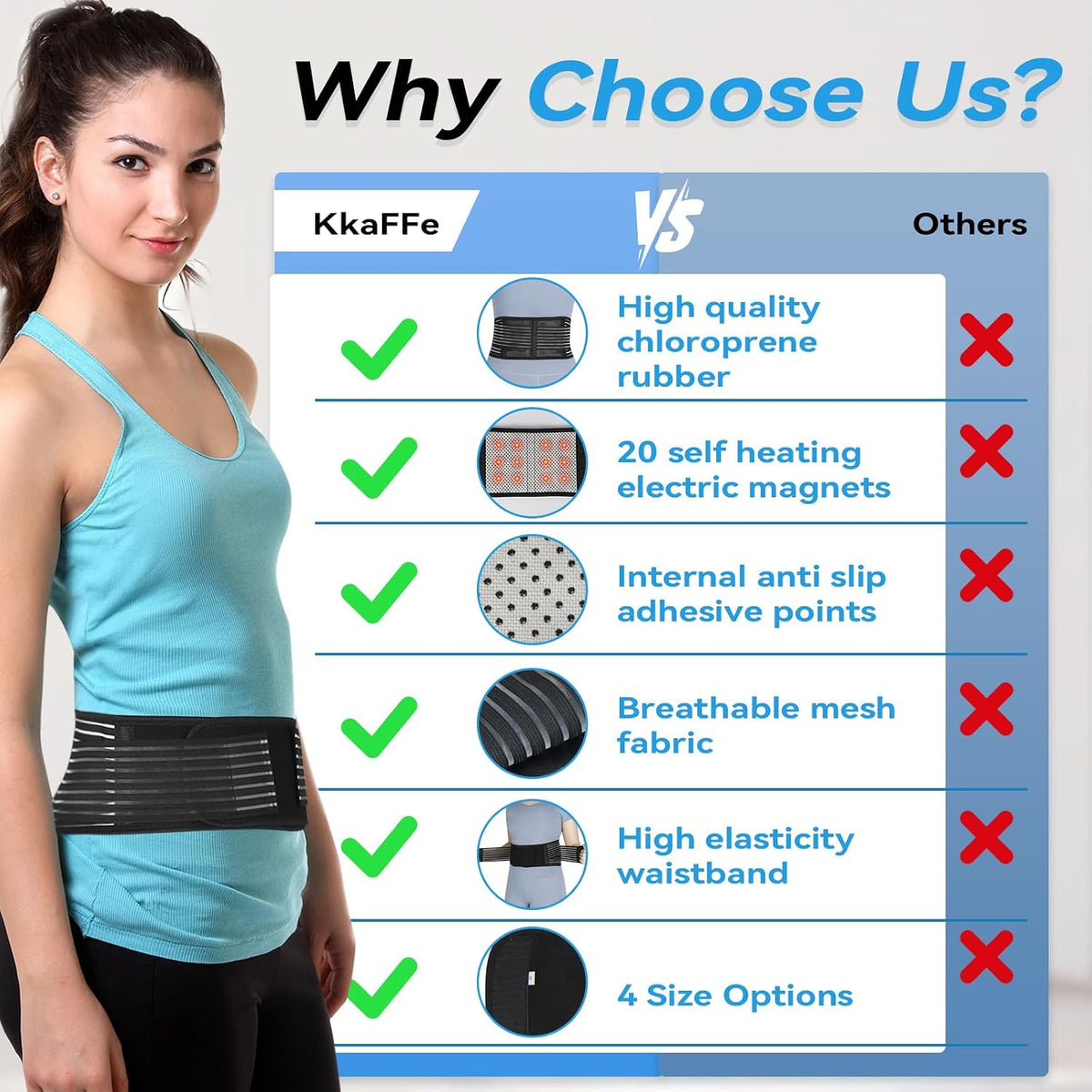 Back Support with Magnet, Tourmaline Back Braces for Lower Back Pain Relief