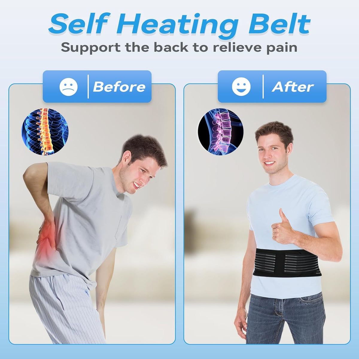 Back Support with Magnet, Tourmaline Back Braces for Lower Back Pain Relief