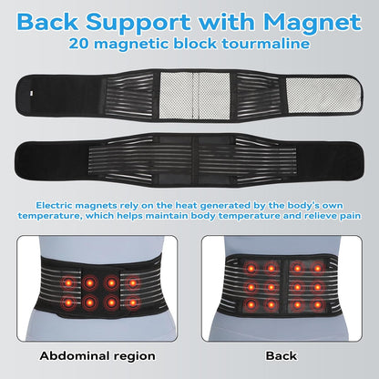 Back Support with Magnet, Tourmaline Back Braces for Lower Back Pain Relief